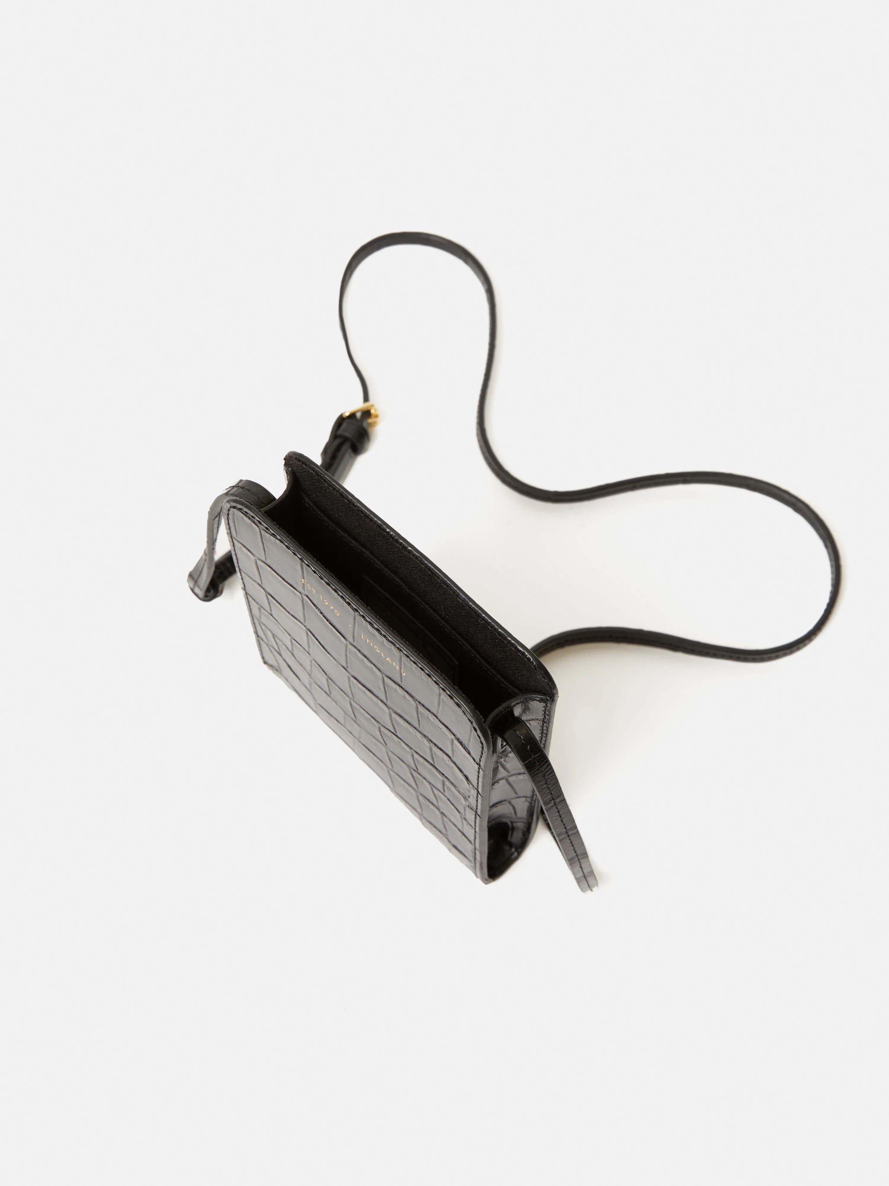 Leather Crossbody Phone Bag | Black