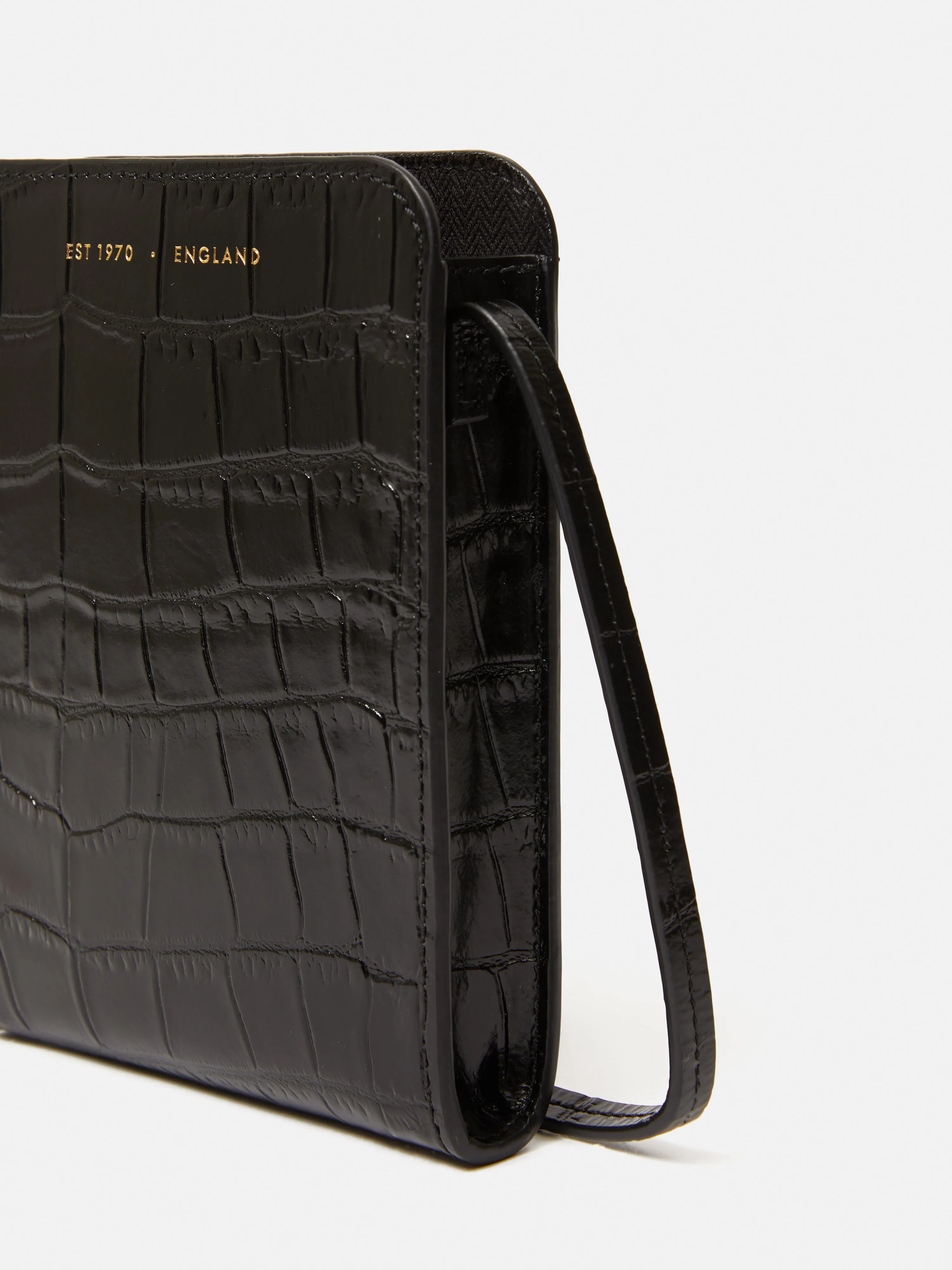 Leather Crossbody Phone Bag | Black