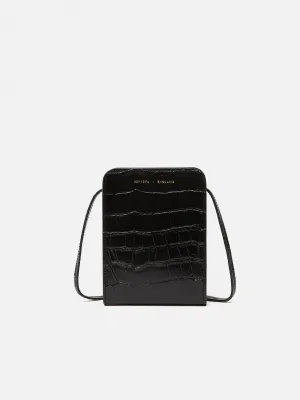 Leather Crossbody Phone Bag | Black