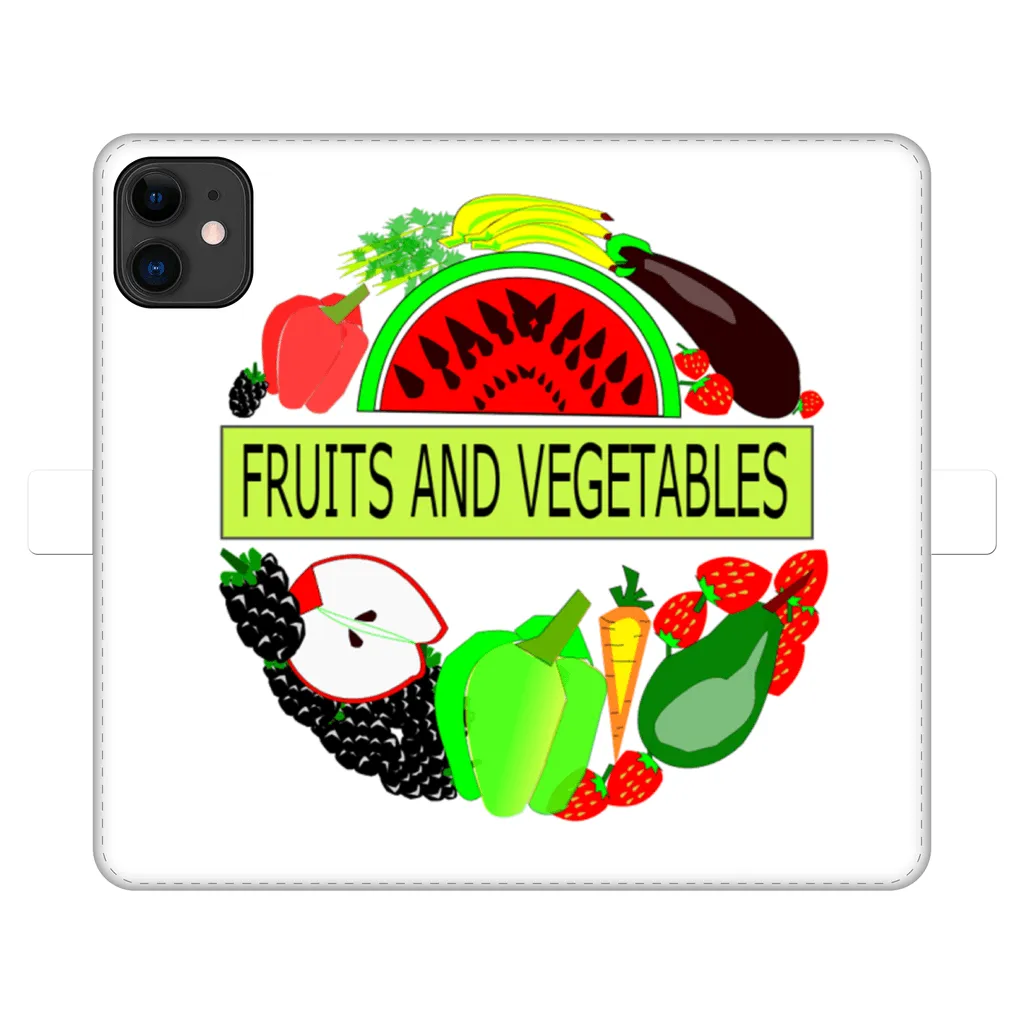 Leather Fruits And Vegetables Design Printed Money Wallet Cases