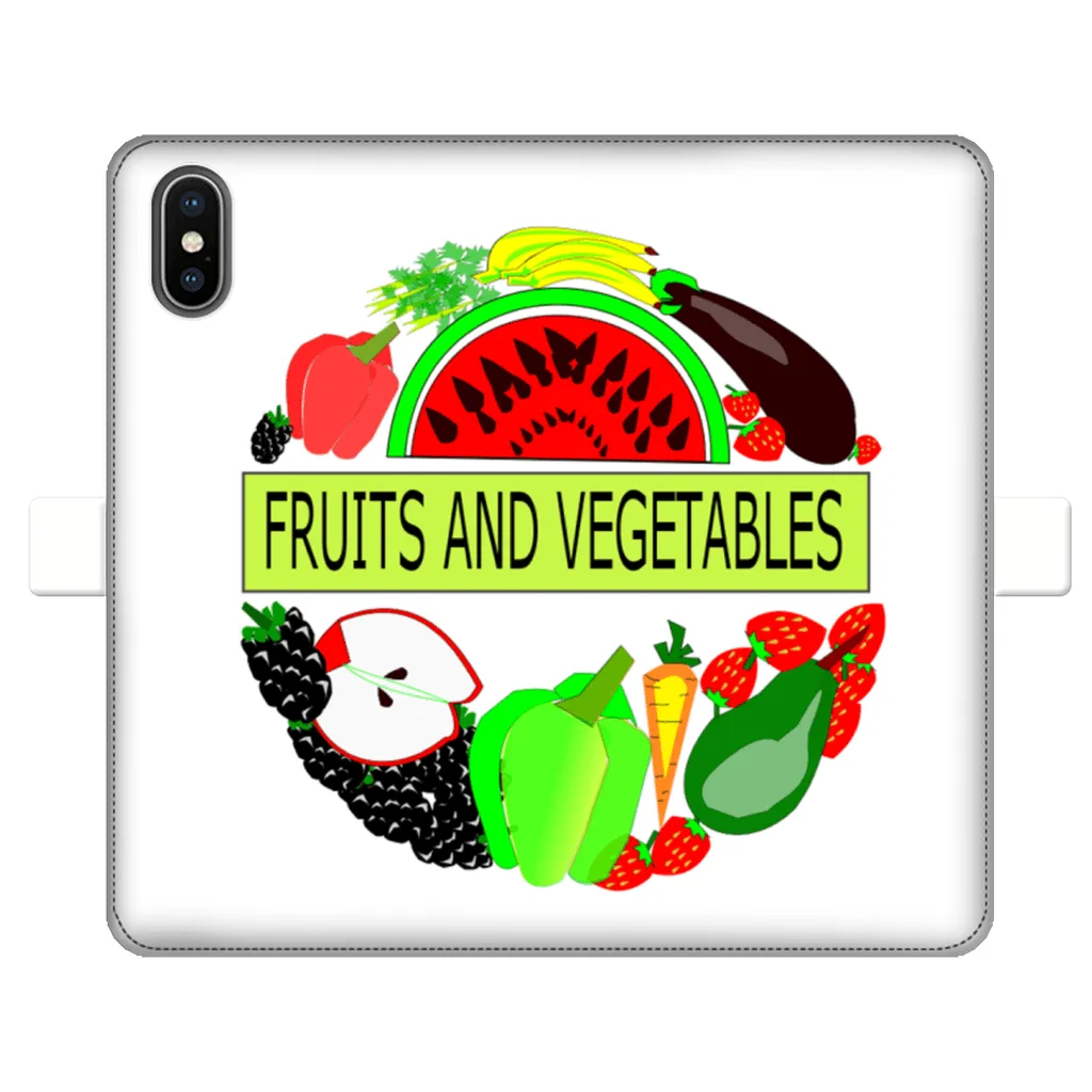 Leather Fruits And Vegetables Design Printed Money Wallet Cases