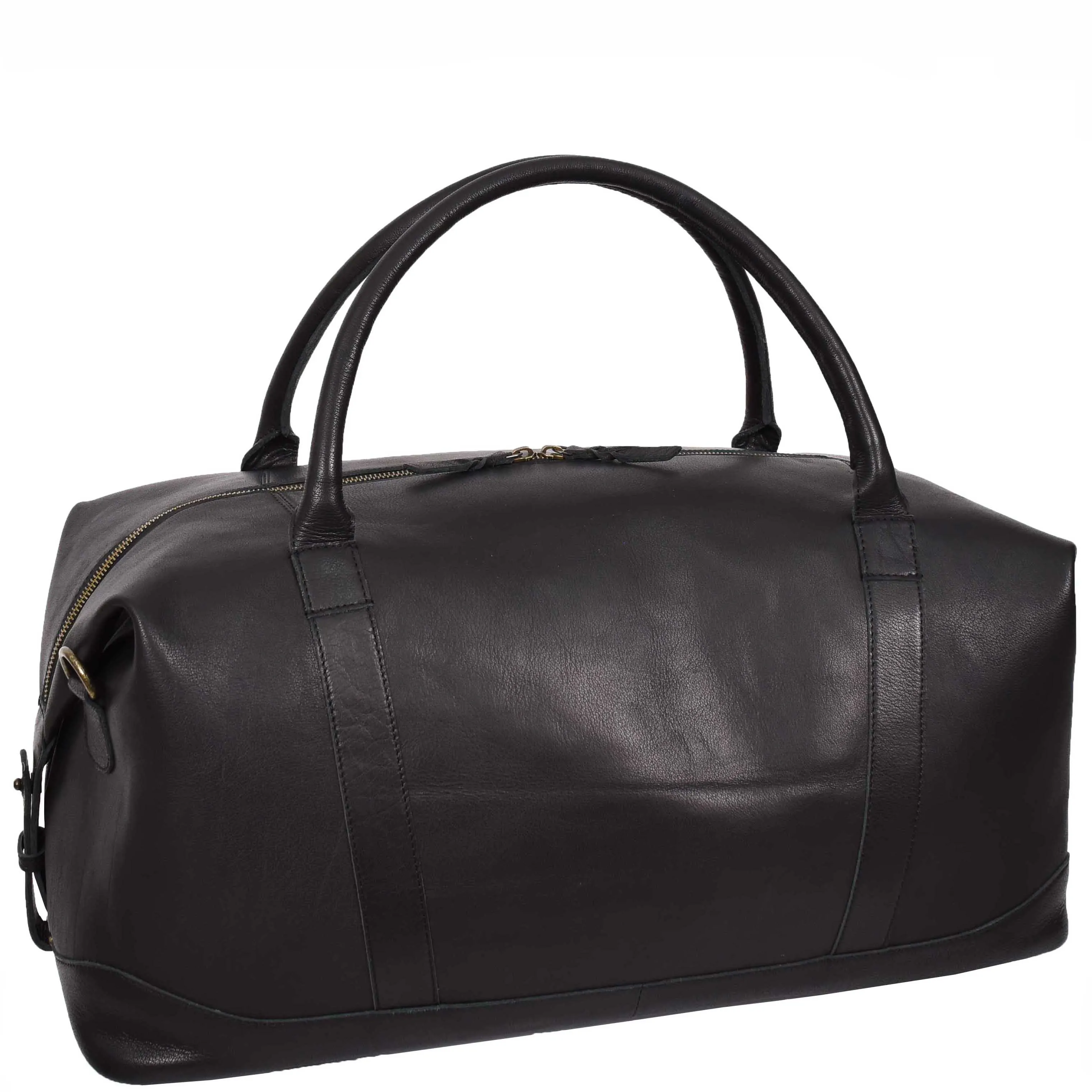 Leather Holdall Weekend Duffle Bag Travel Carry on Black Volos