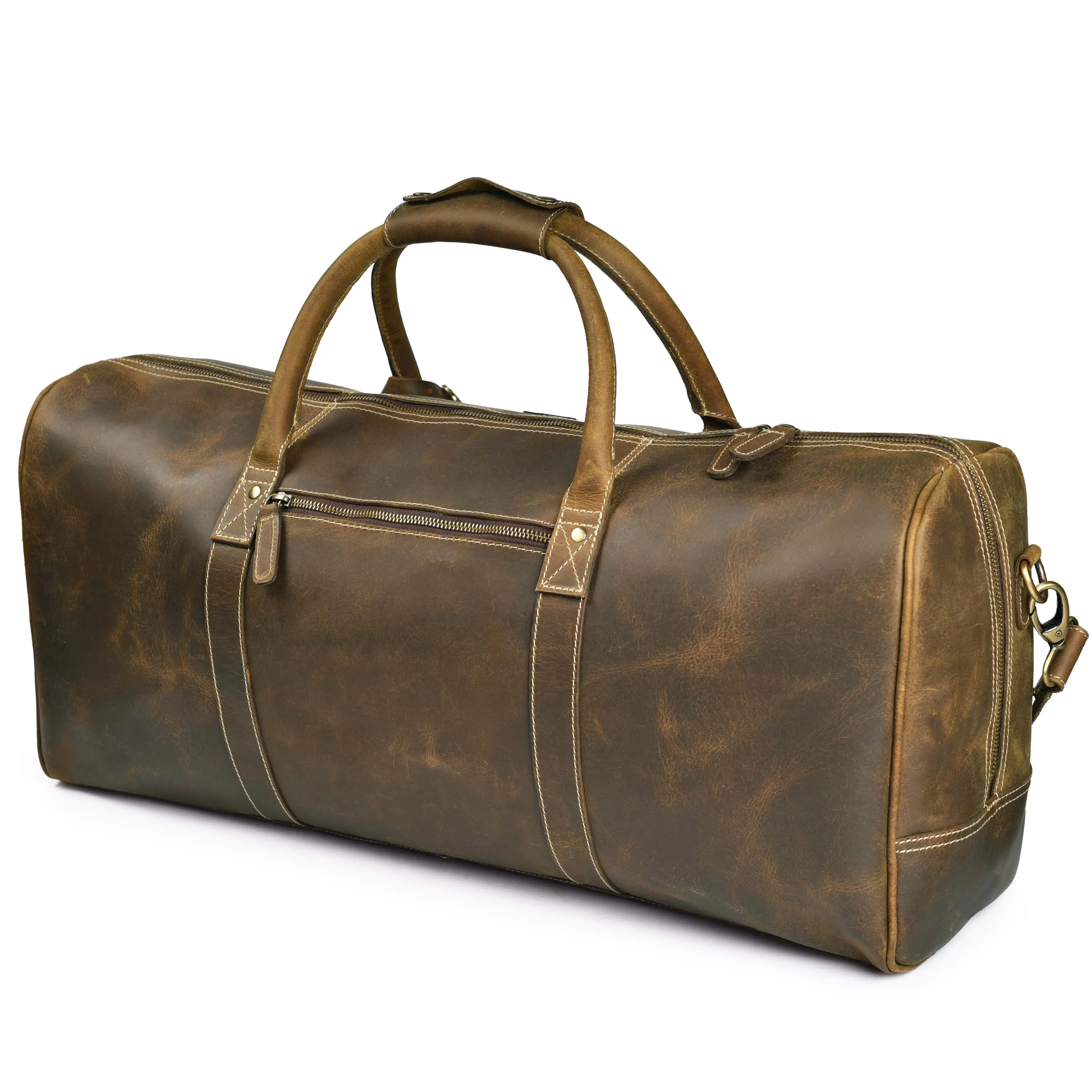 Leather Travel Duffel Bag for Men, Gym Sports Overnight Weekender Luggage Duffle Bag