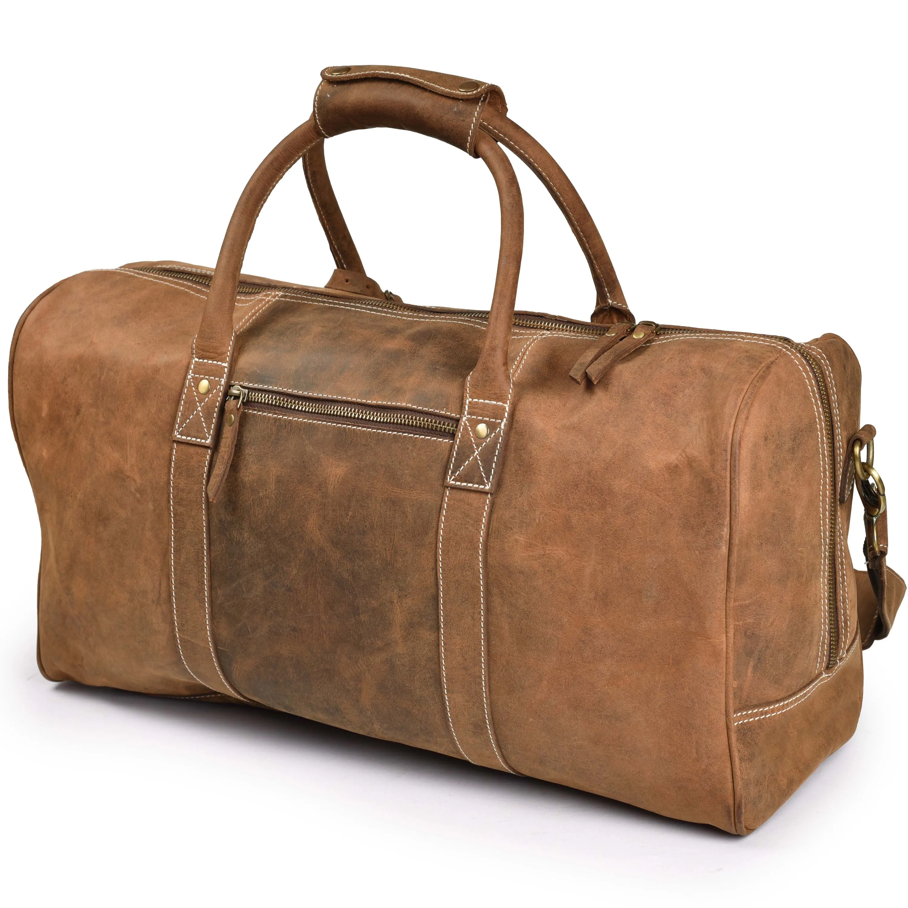 Leather Travel Duffel Bag for Men, Gym Sports Overnight Weekender Luggage Duffle Bag