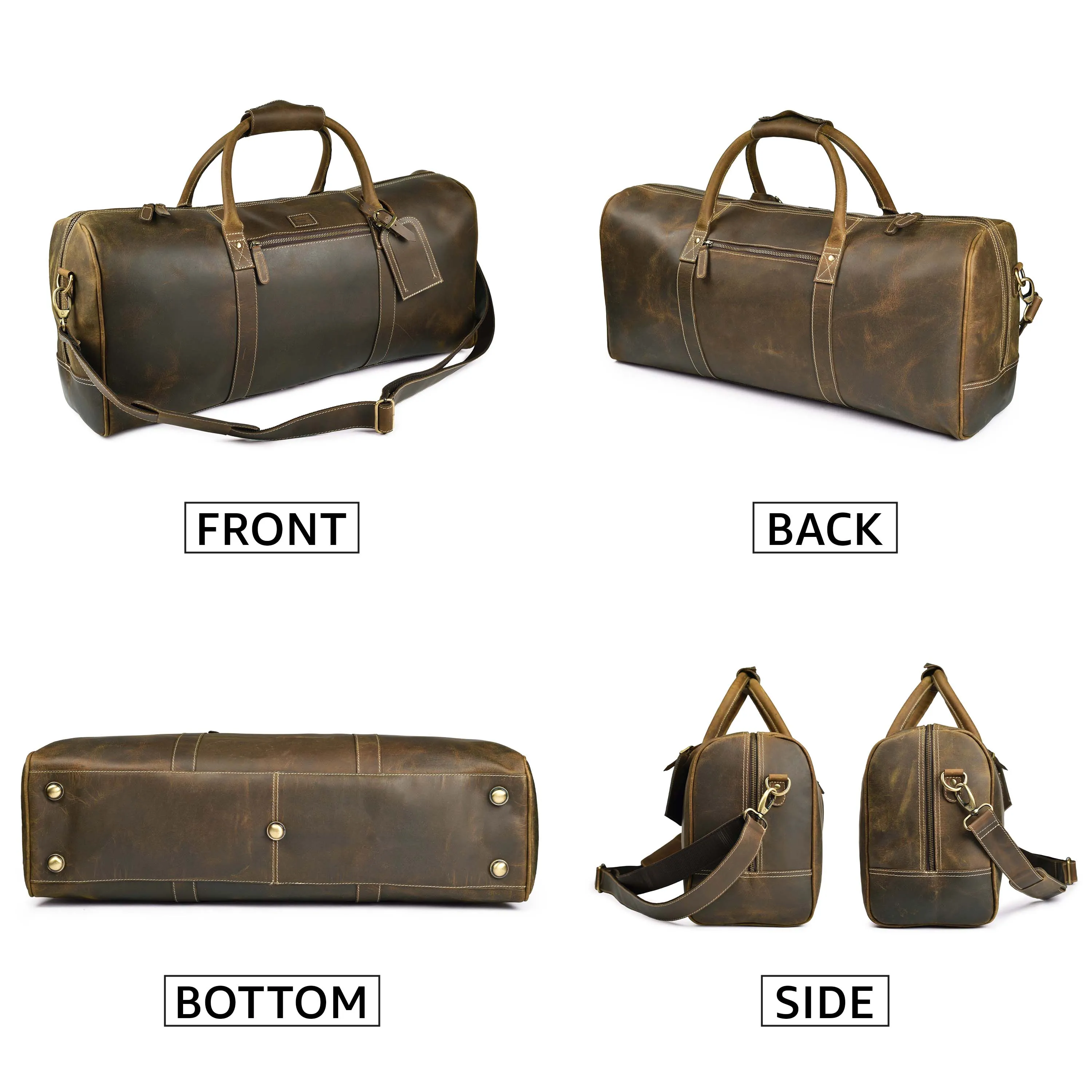 Leather Travel Duffel Bag for Men, Gym Sports Overnight Weekender Luggage Duffle Bag