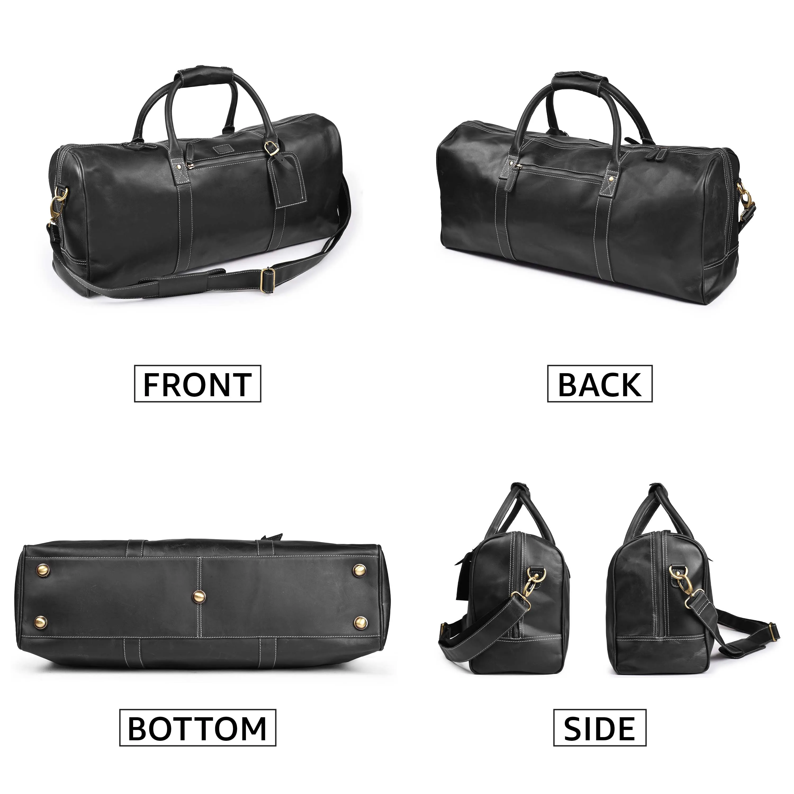 Leather Travel Duffel Bag for Men, Gym Sports Overnight Weekender Luggage Duffle Bag