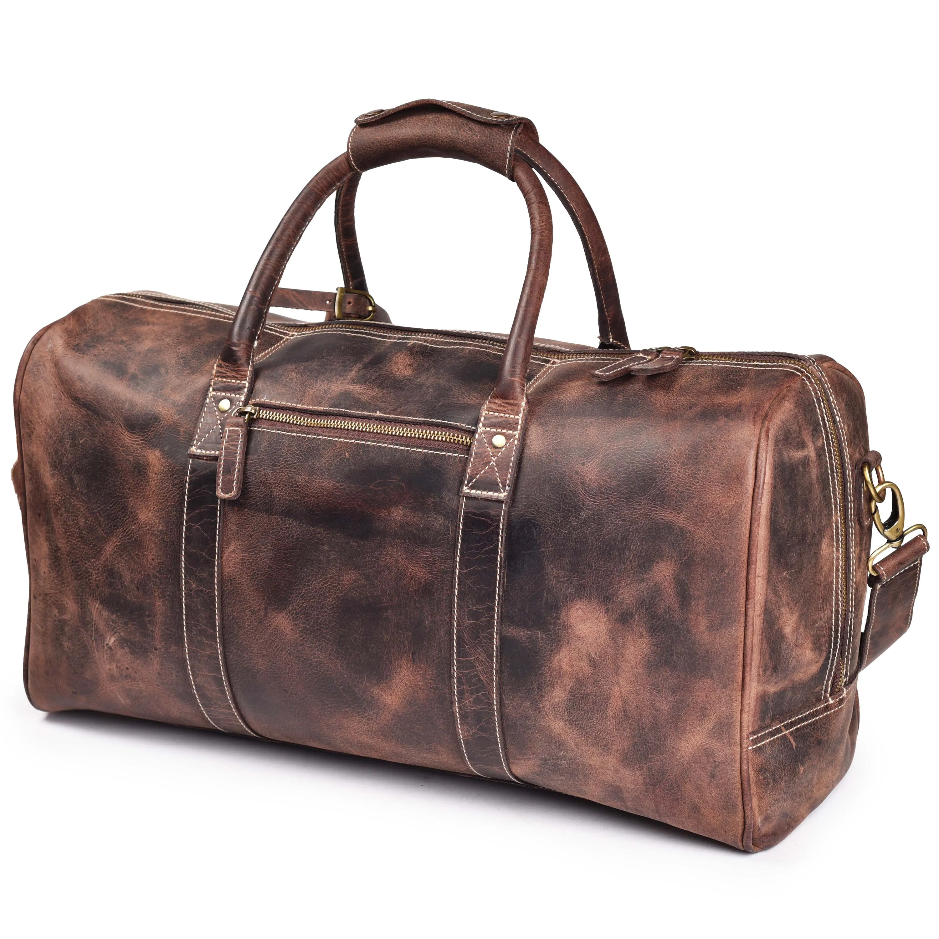 Leather Travel Duffel Bag for Men, Gym Sports Overnight Weekender Luggage Duffle Bag