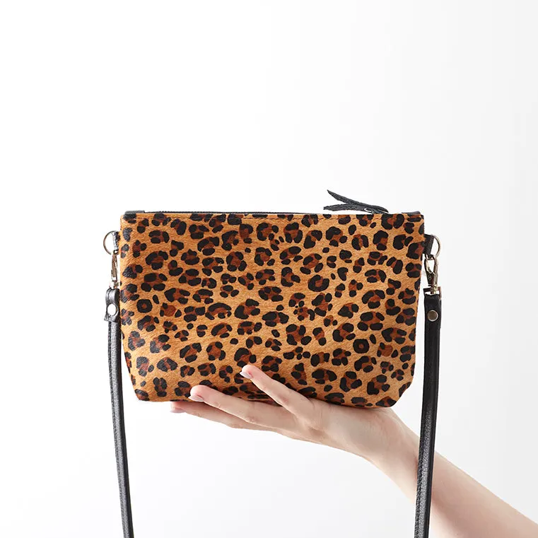 Leopard Print Leather Crossbody Bag