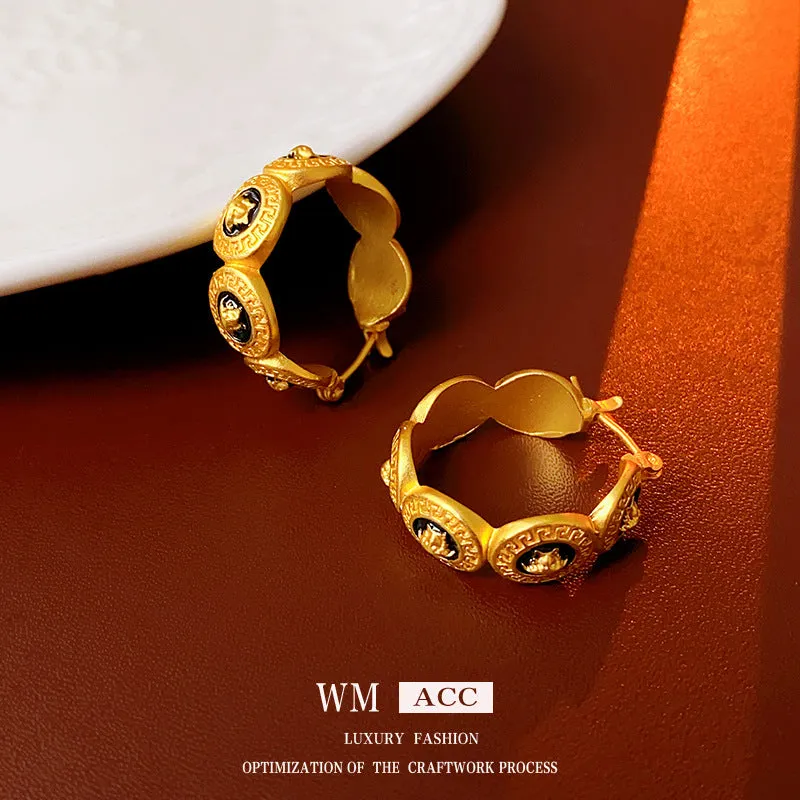 Luxurious Circle Geometric Alloy Electroplating Earrings