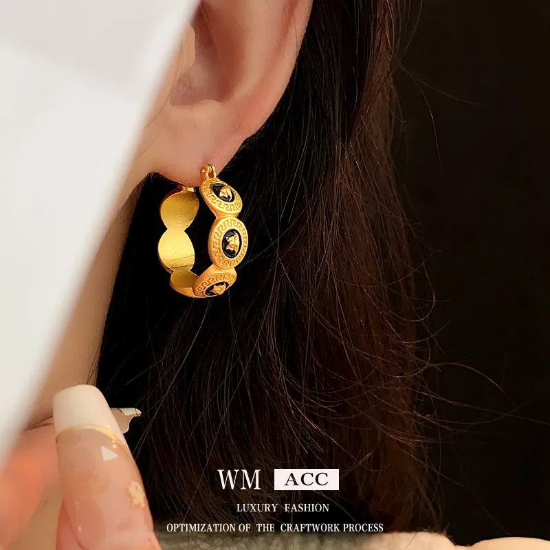 Luxurious Circle Geometric Alloy Electroplating Earrings