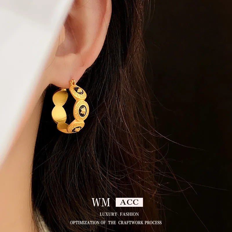 Luxurious Circle Geometric Alloy Electroplating Earrings