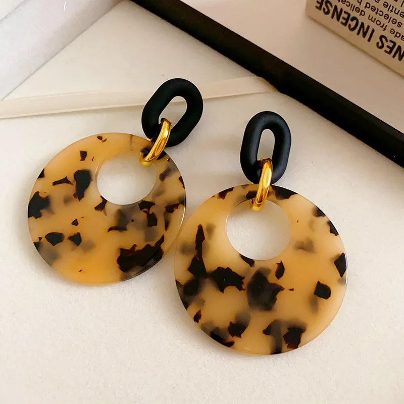 Luxurious Circle Round Geometric Alloy Oil Dripping Earrings