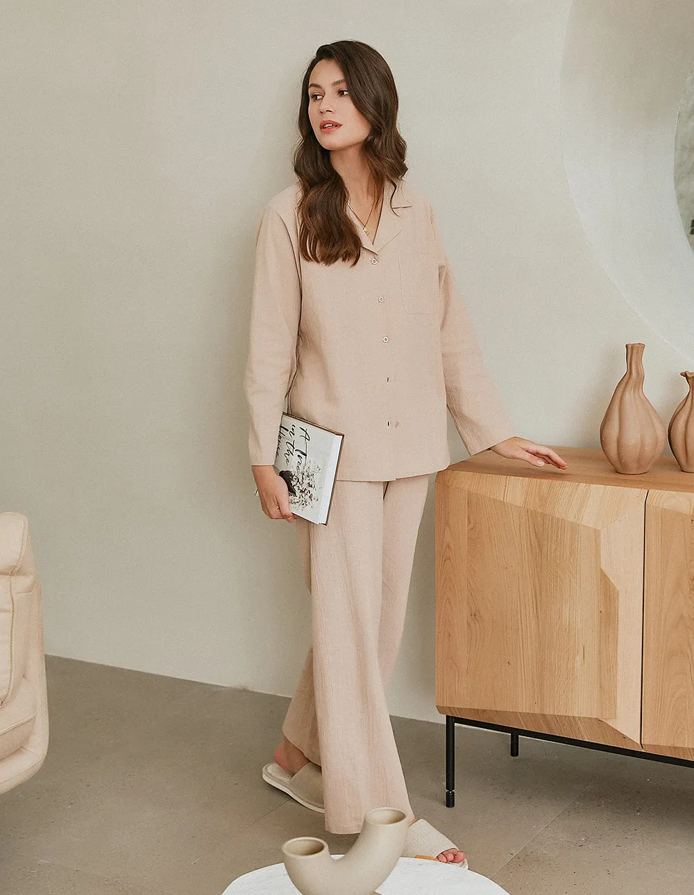 Luxurious Cotton Linen Pajamas Set (US Only)