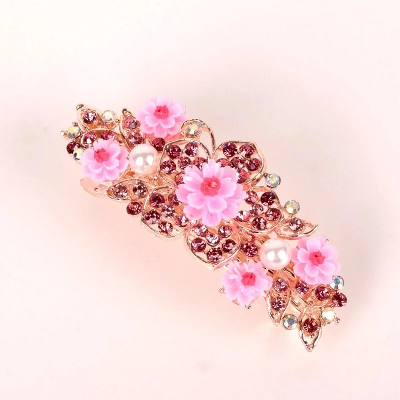 Luxurious Flower Alloy Plating Rhinestones Insert Comb