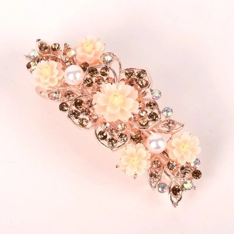 Luxurious Flower Alloy Plating Rhinestones Insert Comb