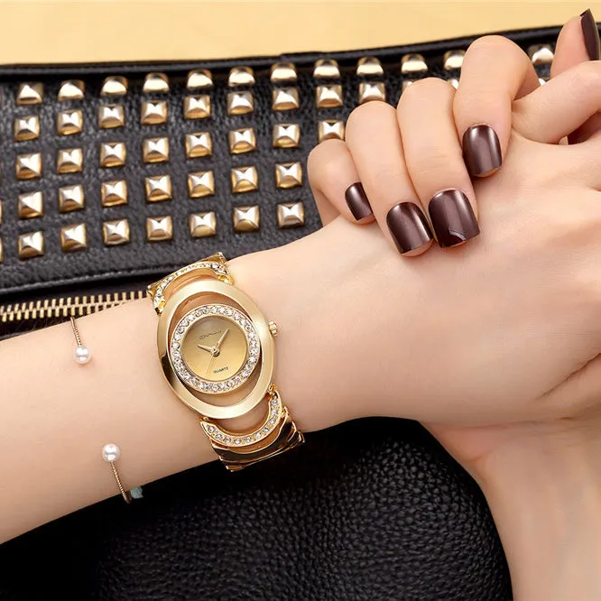 Luxurious Gold and Rhinestones Watch