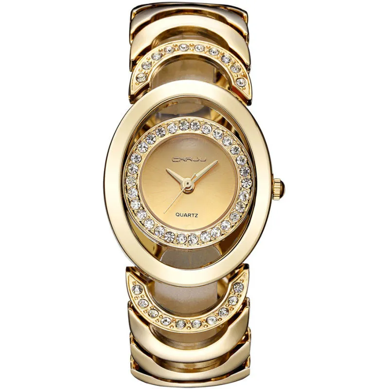 Luxurious Gold and Rhinestones Watch