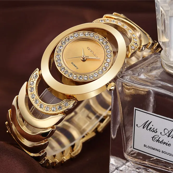 Luxurious Gold and Rhinestones Watch