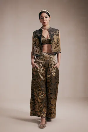 Luxurious Golden Embroided Jacket Set