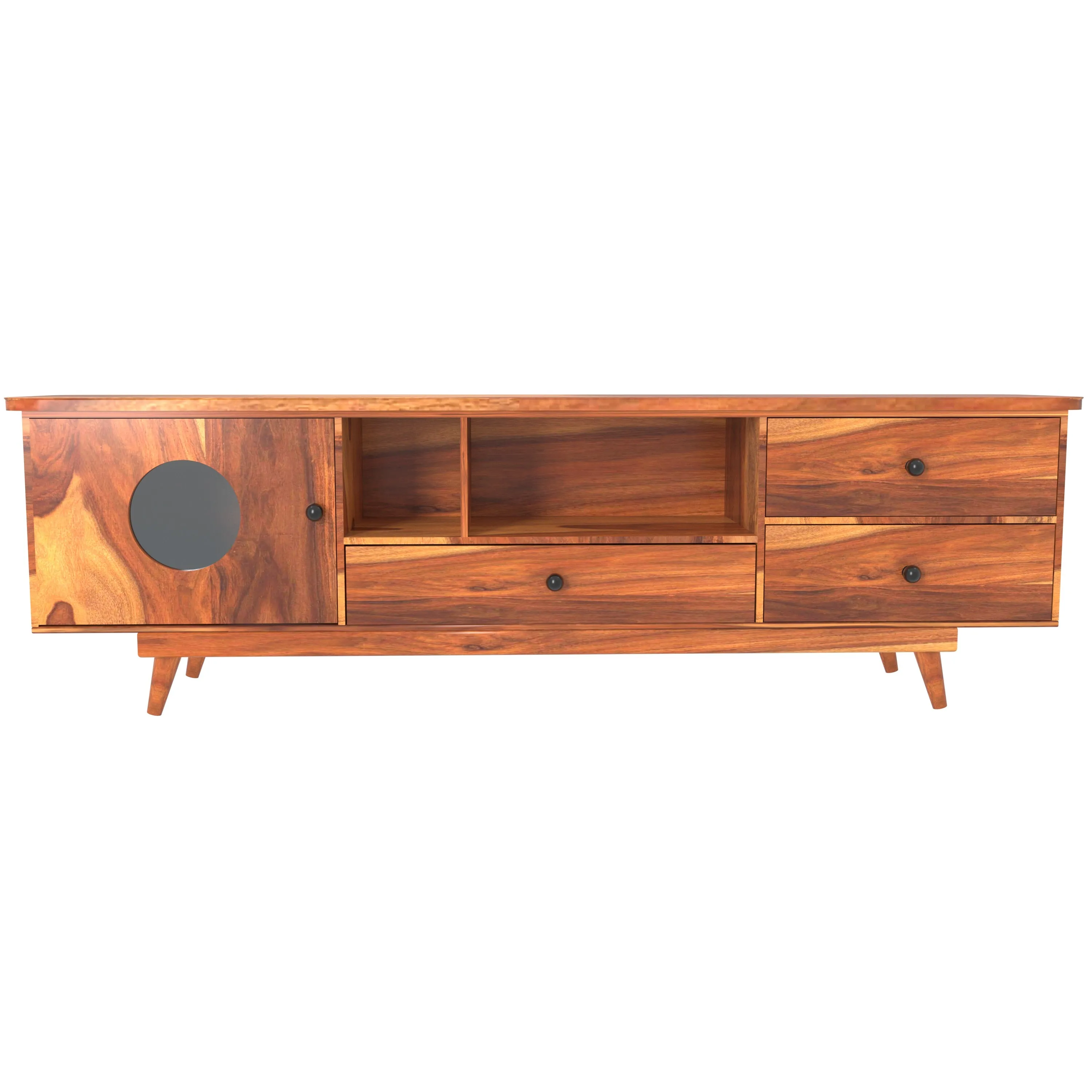 Luxurious Landscape Style Handmade Multistorage Wooden TV Stand