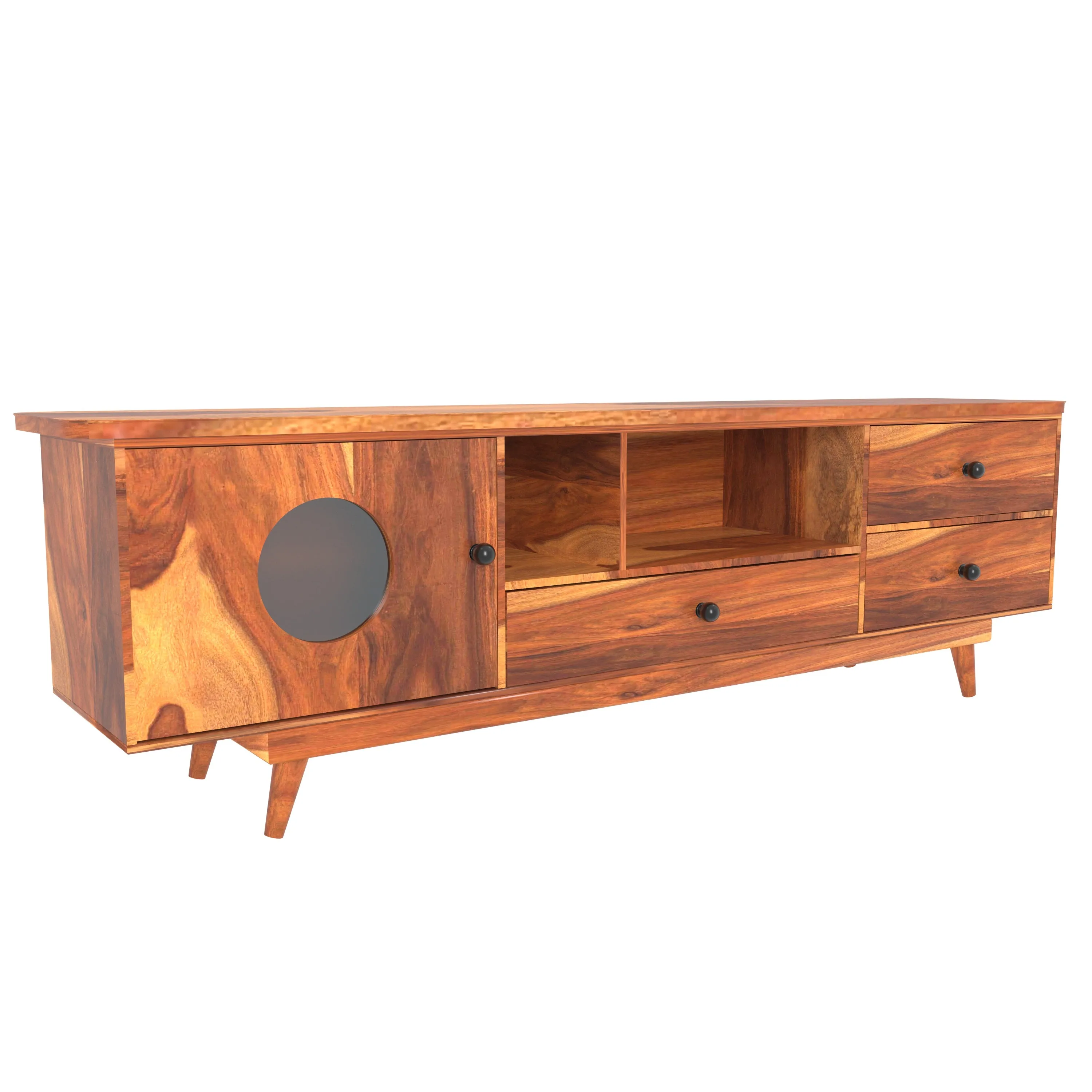 Luxurious Landscape Style Handmade Multistorage Wooden TV Stand