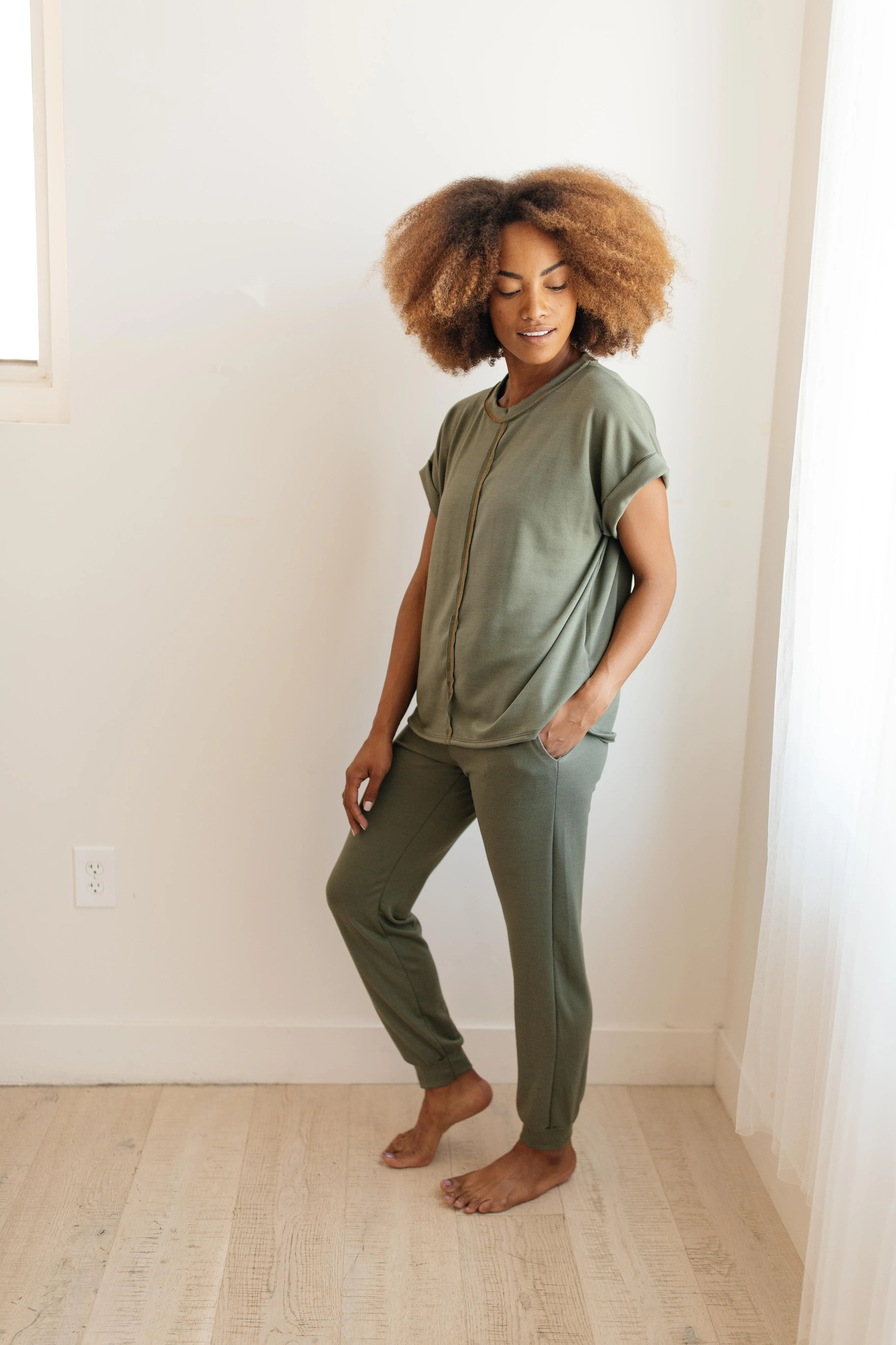 Luxurious Loungewear Top In Olive