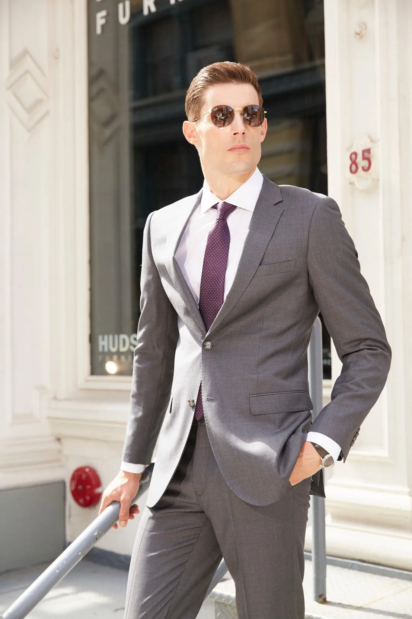 Luxurious Medium Grey Suit For Men