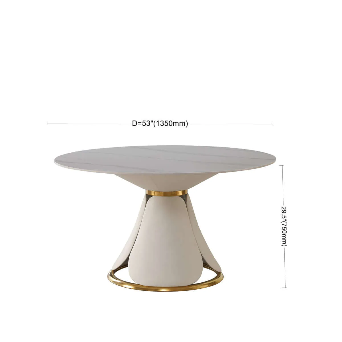 Luxurious Modern Round Sintered Stone Dining Table 53inch