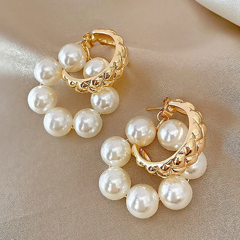 Luxurious Pearl Hoop Earrings -jlt11561