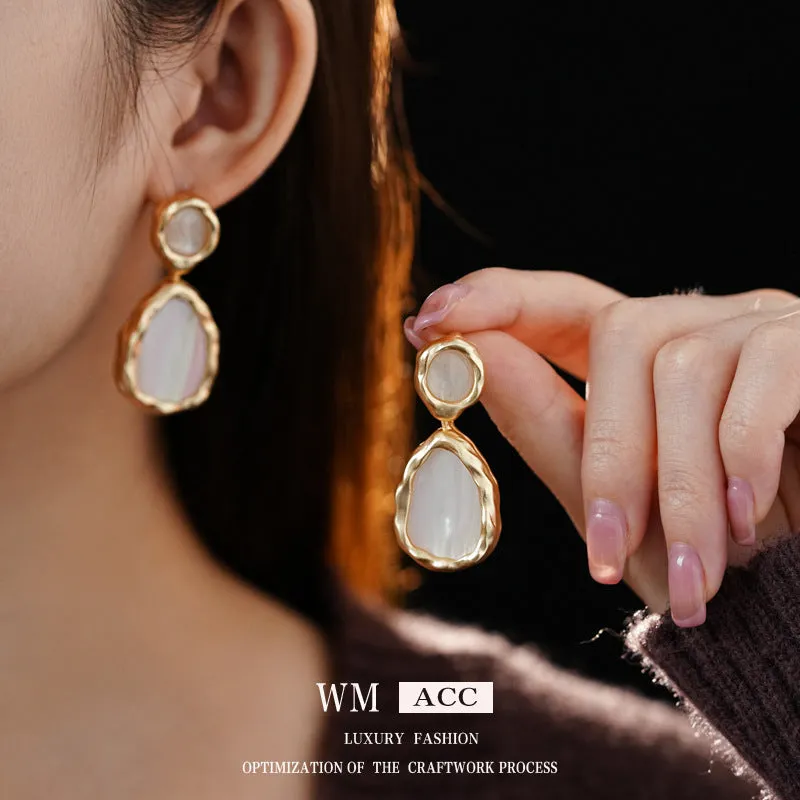 Luxurious Round Ellipse Geometric Alloy Electroplating Earrings