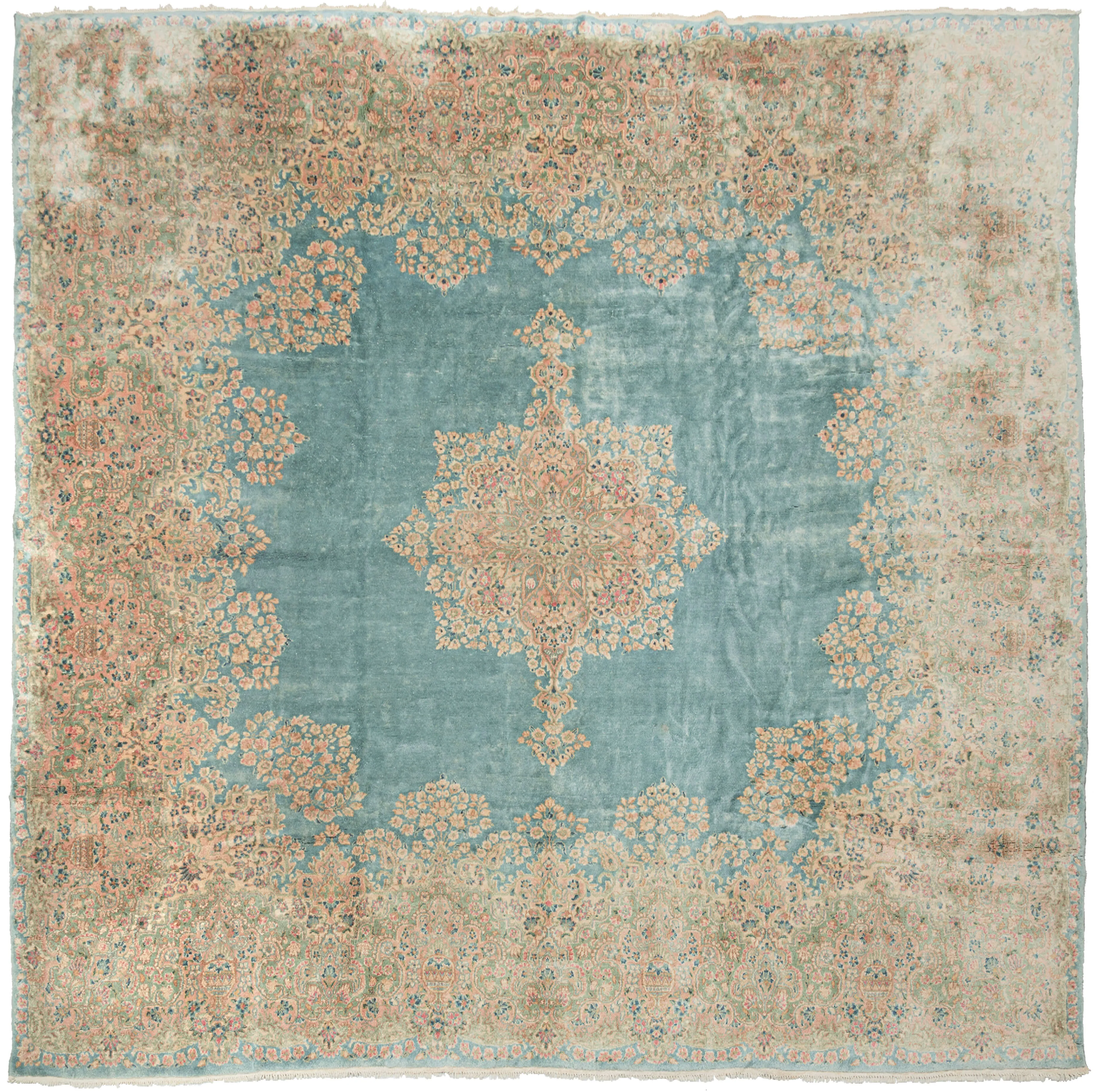 Luxurious Square Kerman Rug - 9’9 x 10’