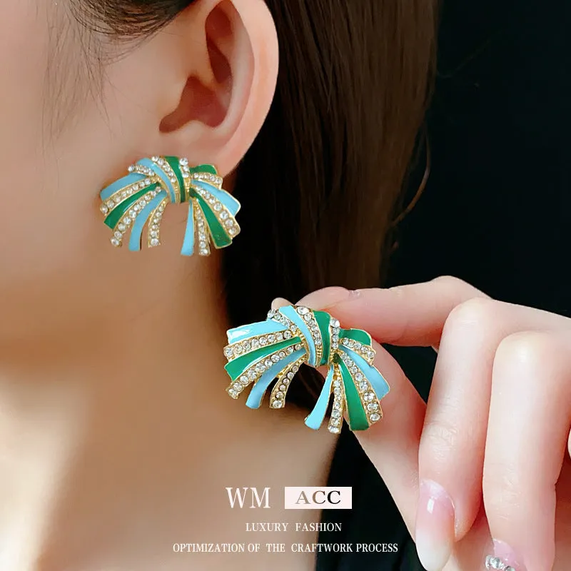 Luxurious Stripe Geometric Alloy Oil Dripping Earrings