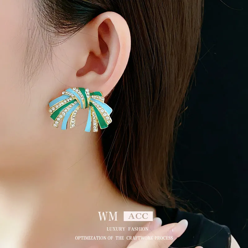 Luxurious Stripe Geometric Alloy Oil Dripping Earrings