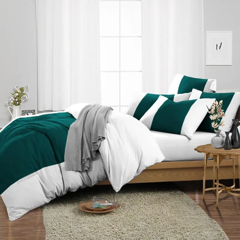 Luxurious Teal contrast Colour Bar Duvet Cover