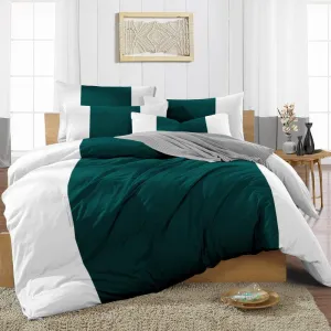 Luxurious Teal contrast Colour Bar Duvet Cover