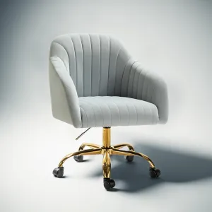 Luxurious Velvet Office Designer Chair Light Grey