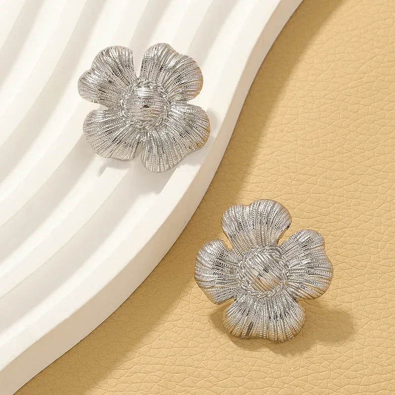 Luxurious Vienna Verve Metal Flower Statement Earrings