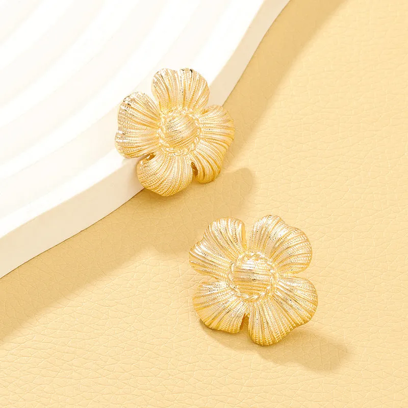 Luxurious Vienna Verve Metal Flower Statement Earrings