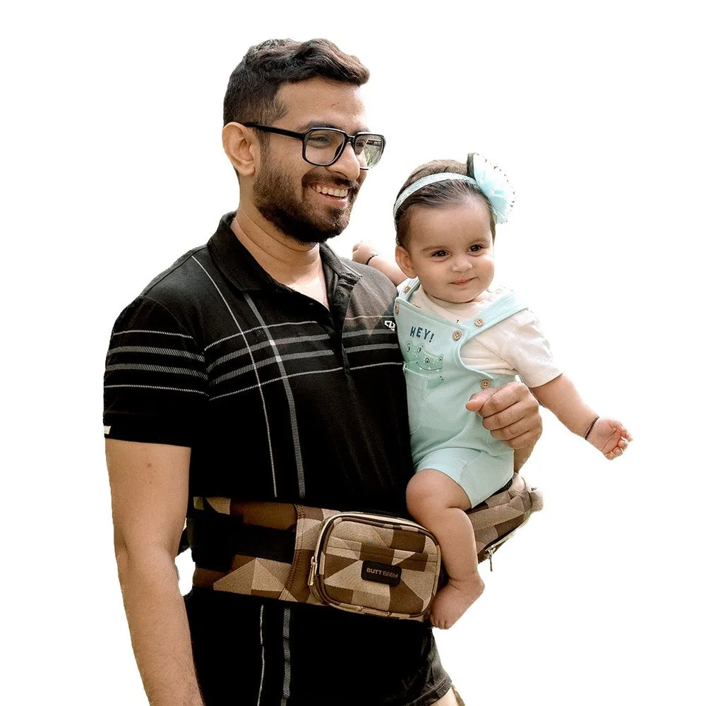 Luxury Brown Sand Baby Carrier with Hip Seat