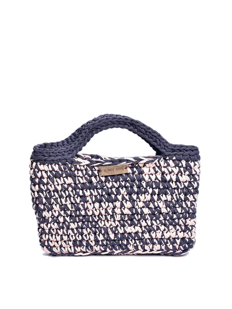 Macrame Handbag - Grey-Pink