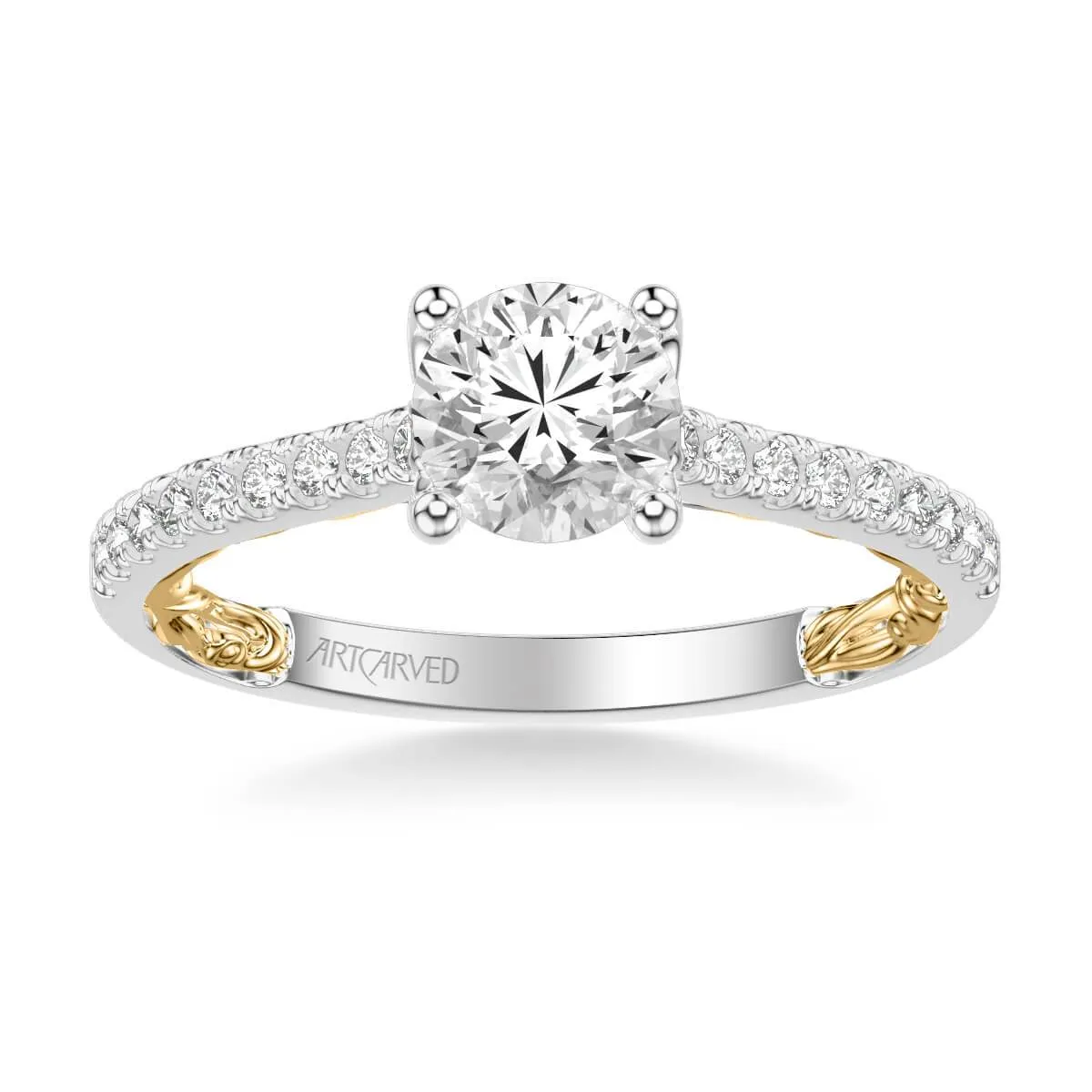 Marta Lyric Collection Classic Side Stone Diamond Engagement Ring