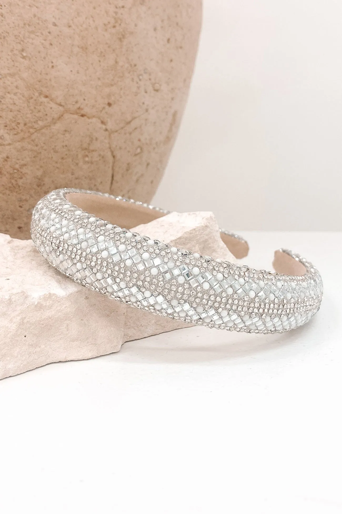 Mason Beaded Headband Silver