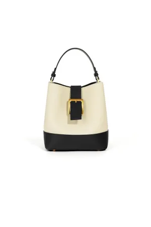 Medium Leather Crossbody Bucket Bag with Top Handle