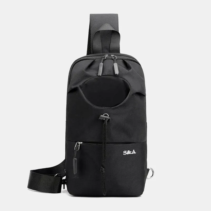 Men Large Capacity Independent Water Cup Bag Chest Bag Oxford Multifunction Breathable Shoulder Bag Crossbody Bags