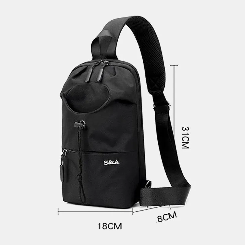 Men Large Capacity Independent Water Cup Bag Chest Bag Oxford Multifunction Breathable Shoulder Bag Crossbody Bags