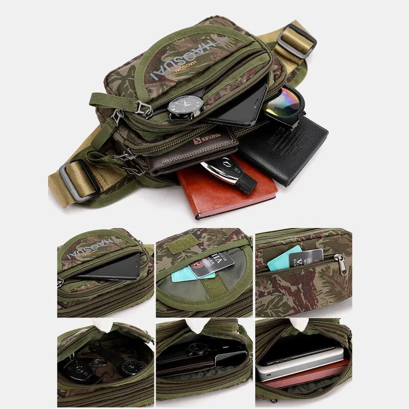 Men Waterproof Multi-pocket Camouflage Outdoor Chest Bag Belt Sling