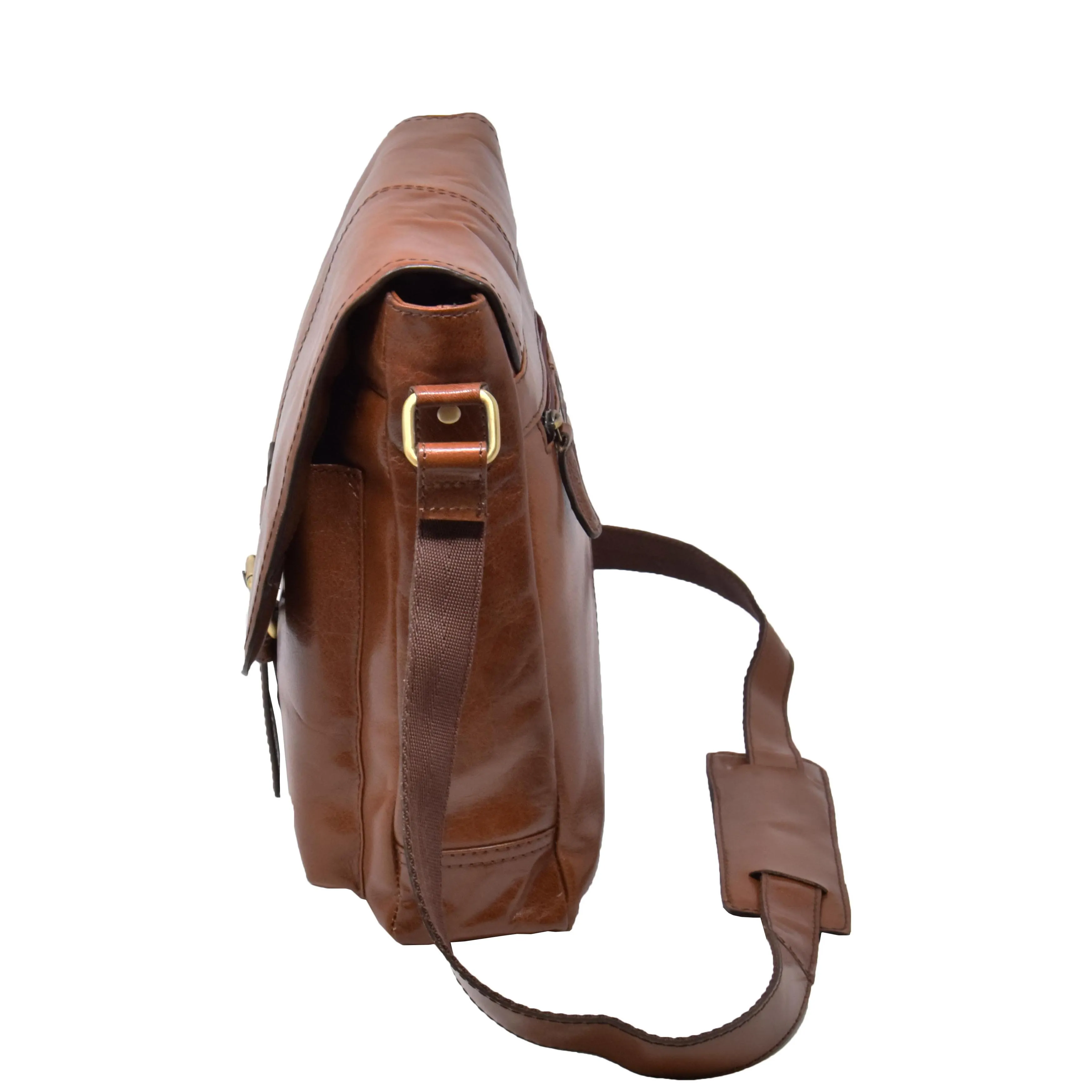 Mens Leather Cross Body Casual Bag HOL14 Tan