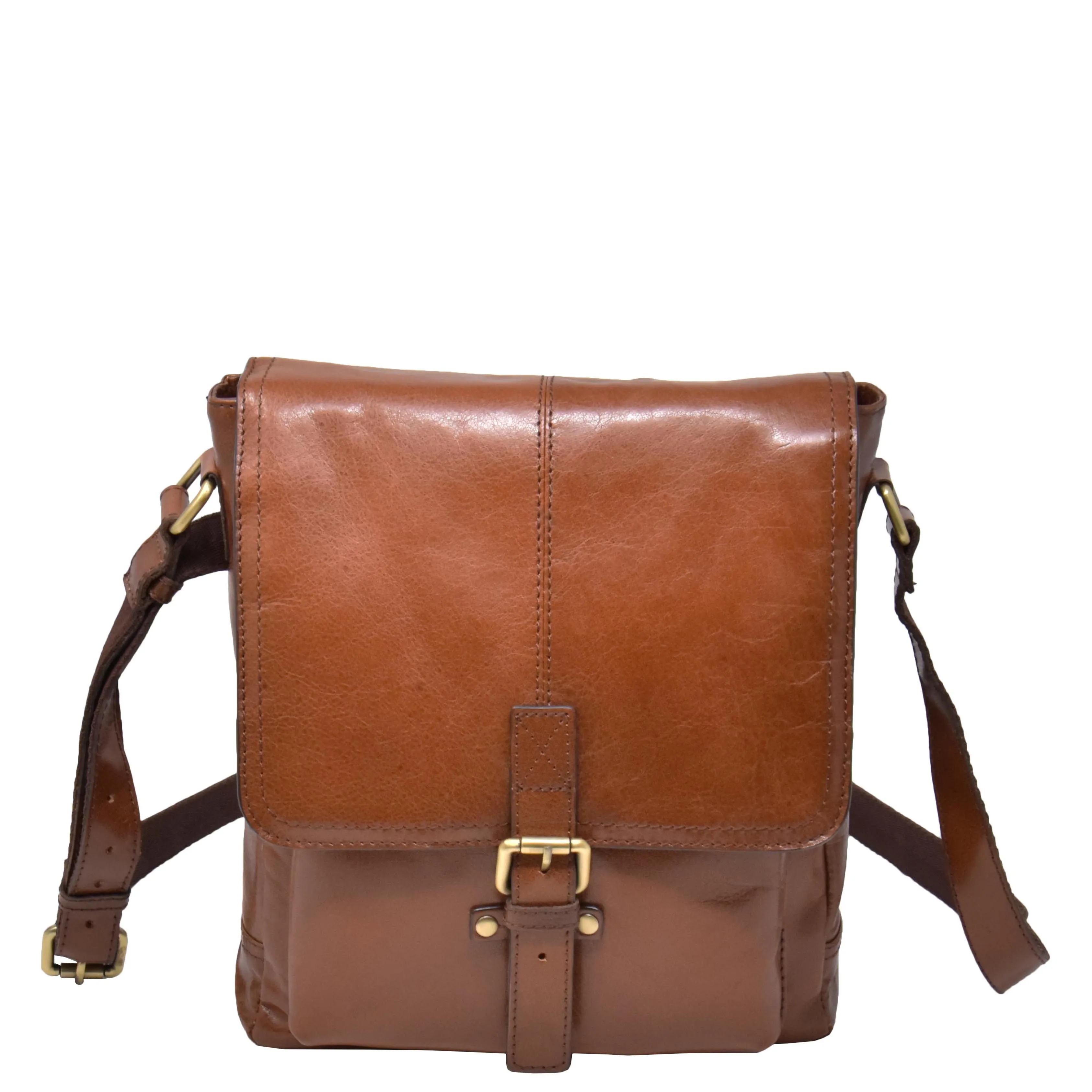 Mens Leather Cross Body Casual Bag HOL14 Tan