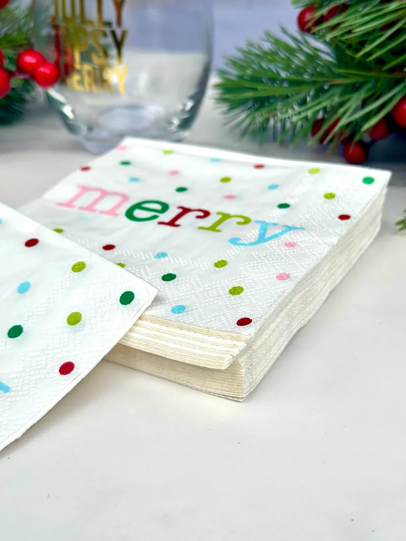 Merry Dot Cocktail Napkins - White/Multi