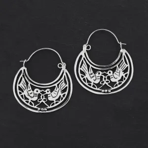 Mexican Silver Bird Hoop Earrings